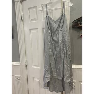 Tommy Bahama 100% Linen High Low Dress Women XL Silver Cruise Summer Wedding